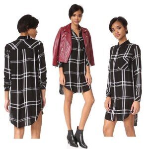 Rails Bianca Shirtdress | Black & White Plaid | Long Sleeve | Size XS